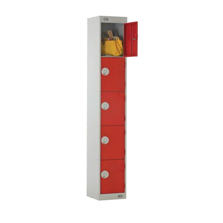 Slingsby Coloured Door Lockers with Standard Top, 5 Red Doors, 300 X 450mm Descr