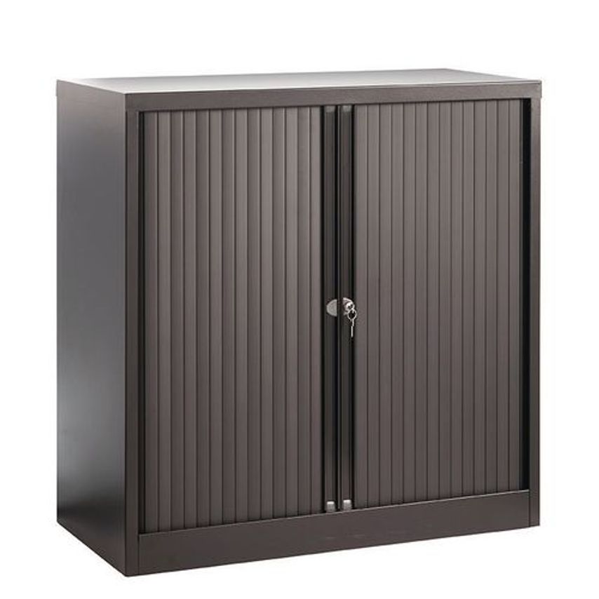 Slingsby Bisley Steel Tambour Storage Cupboard Black Height mm 1000