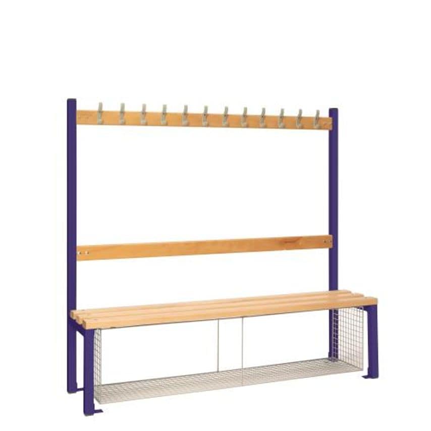Slingsby Childrens Single Sided Cloakroom Bench with Shoe Trays, Dark Blue Frame
