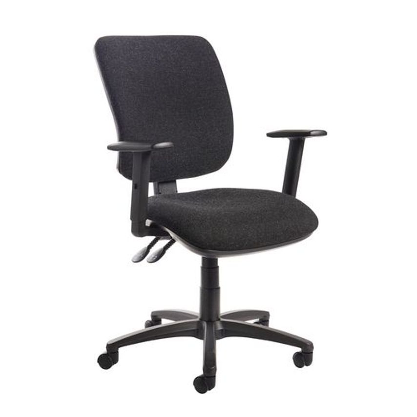 Full lumbar 3 lever operator chair with adjustable arms clearance