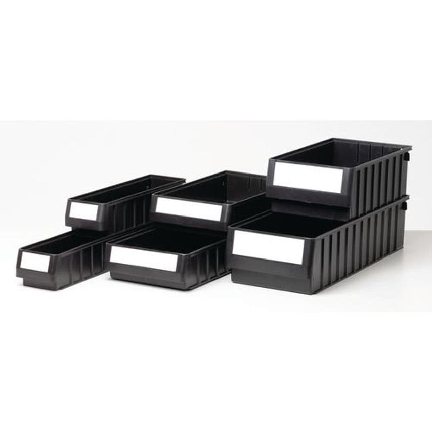 Slingsby Shelf Trays - Black Recycled - Choice of Sizes Length mm 600 Volume Lit