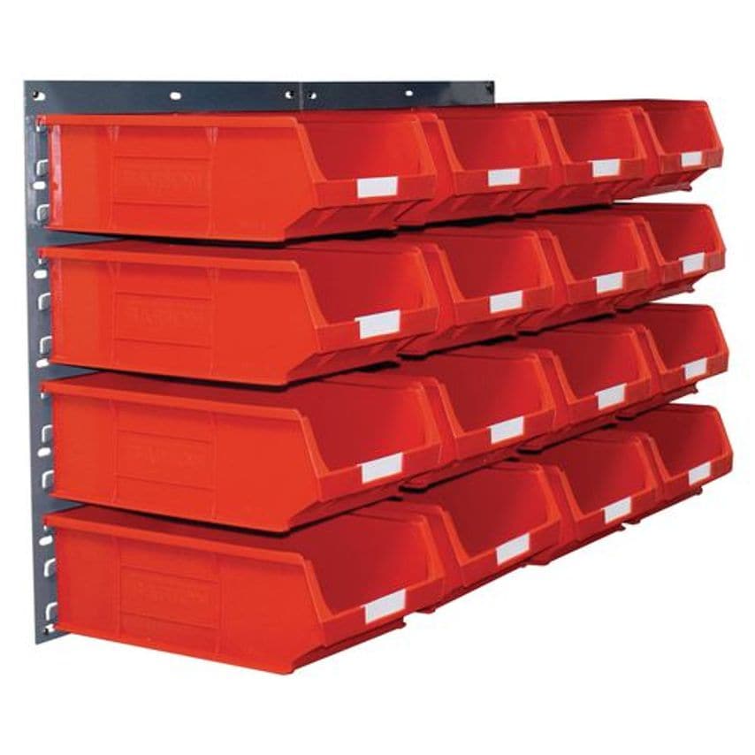 Slingsby Wall Mounted Louvre Panel and Small Parts Bin Kits 16 Bins, Choice of C