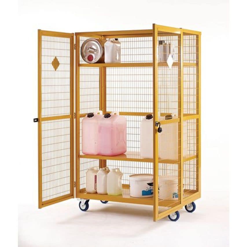 Slingsby COSHH Hazardous Boxwell Mesh Sided Shelf Trucks, with Security Doors H