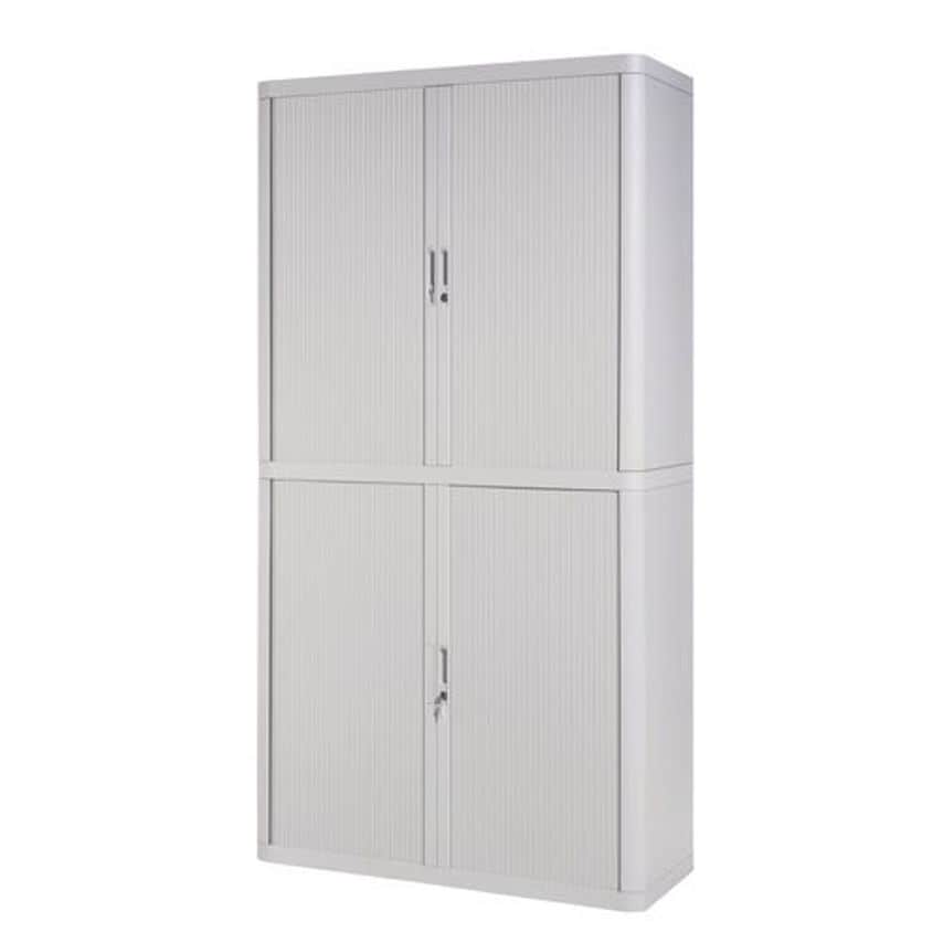 Slingsby Office Tambour Storage Cupboard Height 2 Metres High Body Grey - 387474