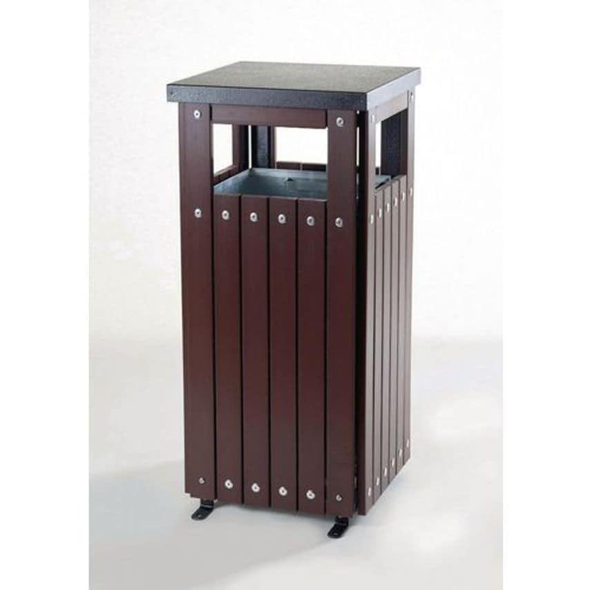 Slingsby Square Wood Effect Outdoor Litter Bin, Walnut