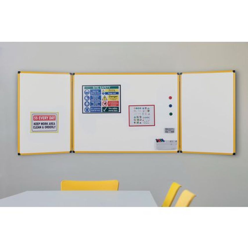 Slingsby Industrial Ultrabrite Triple Panel Whiteboards - Closed Board Size 900