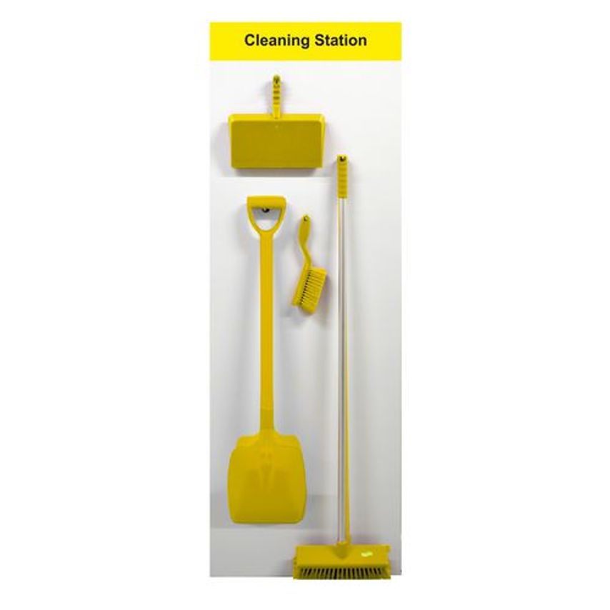 Slingsby Wall Mounted Shadow Board Brush and Shovel Cleaning Station Yellow