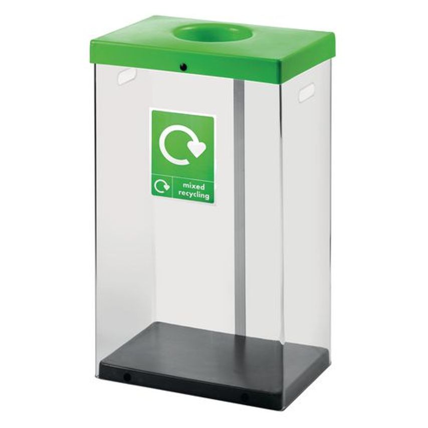 Slingsby Clear Body Recycling Bin Lid Green (Mixed)