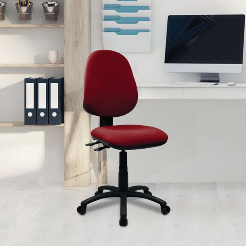 Slingsby Three Lever Operator Office Chair, without Arms, Red