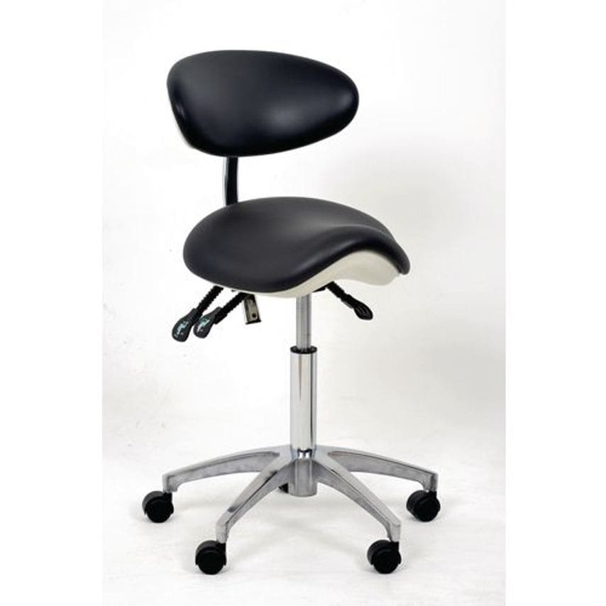 Slingsby Wide Saddle Stool with Anti-Bacterial Vinyl and Lock Loaded Castors