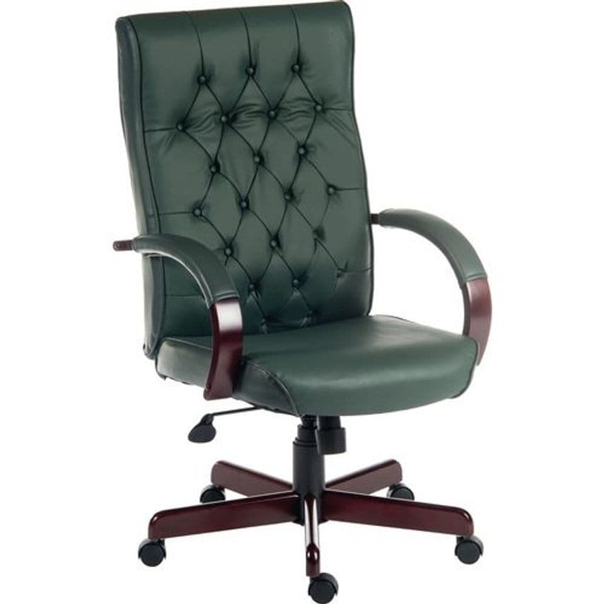 Slingsby Traditional Leather Executive Chair Green