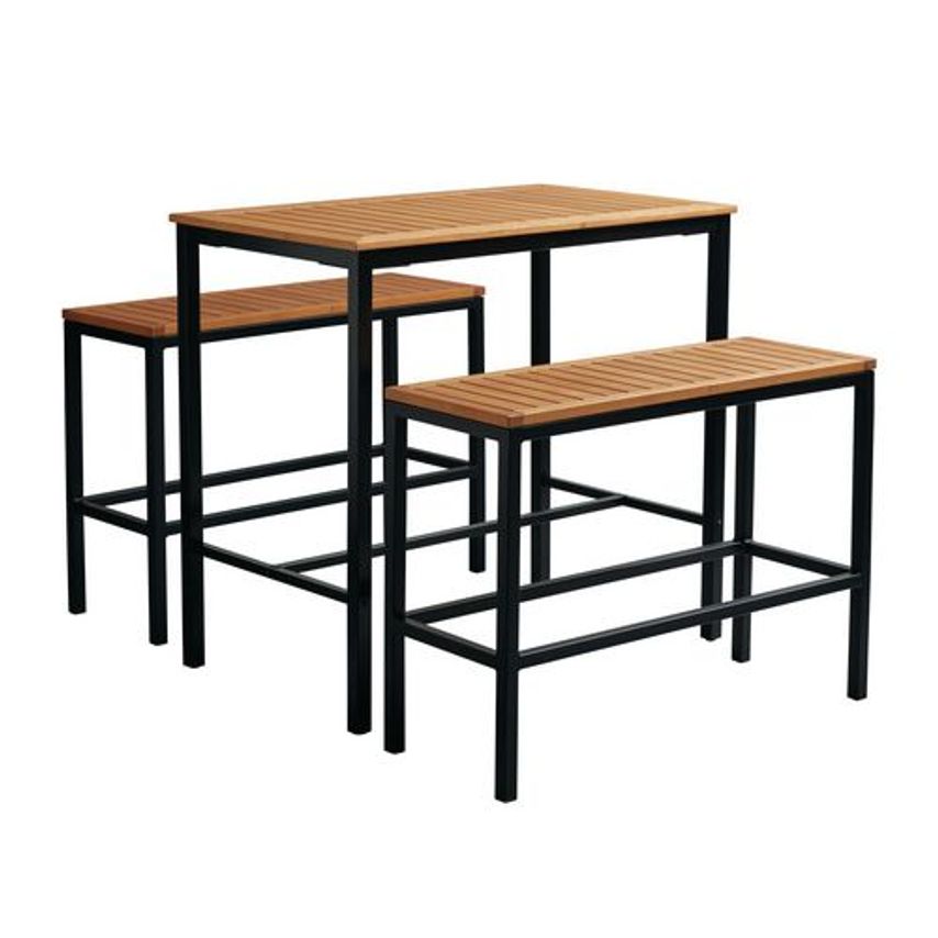 Slingsby Rectangular Wooden Bar Height Table and Bench Set