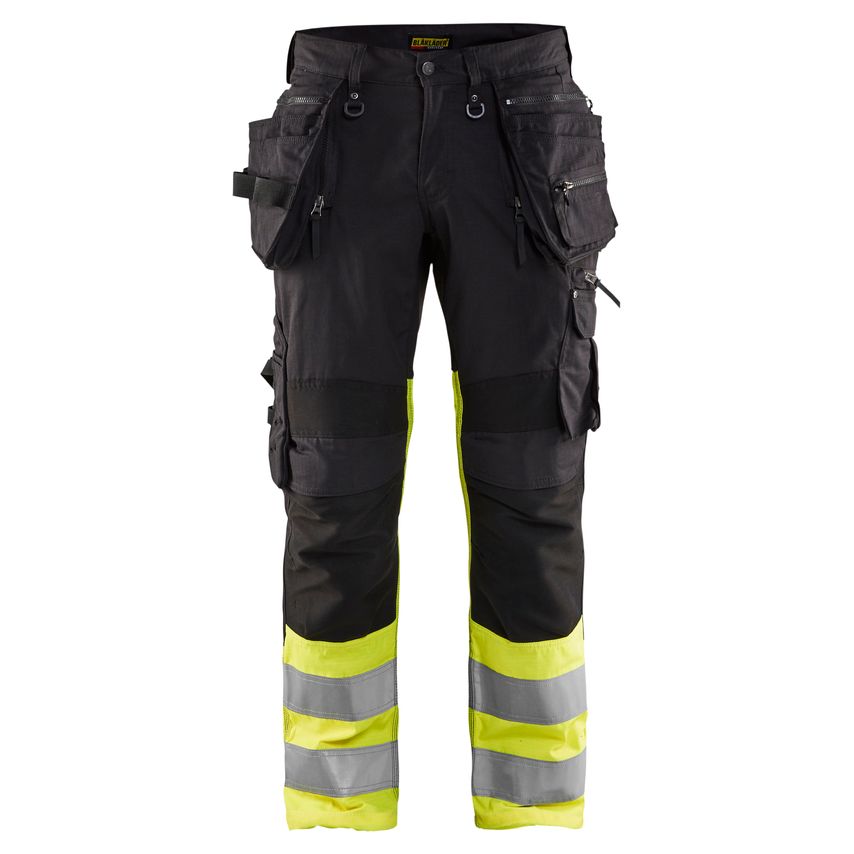 Blaklader Hi-Vis Trousers with Stretch 1994 Black Hi-vis Yellow C64 UK-48R