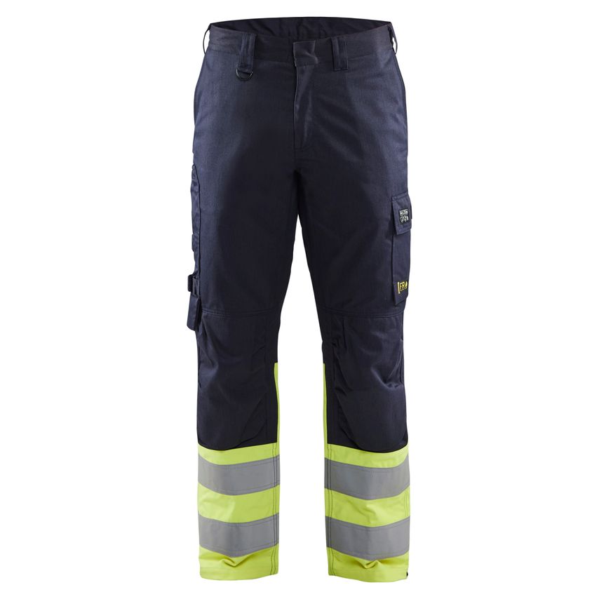 Blaklader Trousers Inherent Steel 1705 Navy Blue Hi-vis Yellow C156 UK-40L