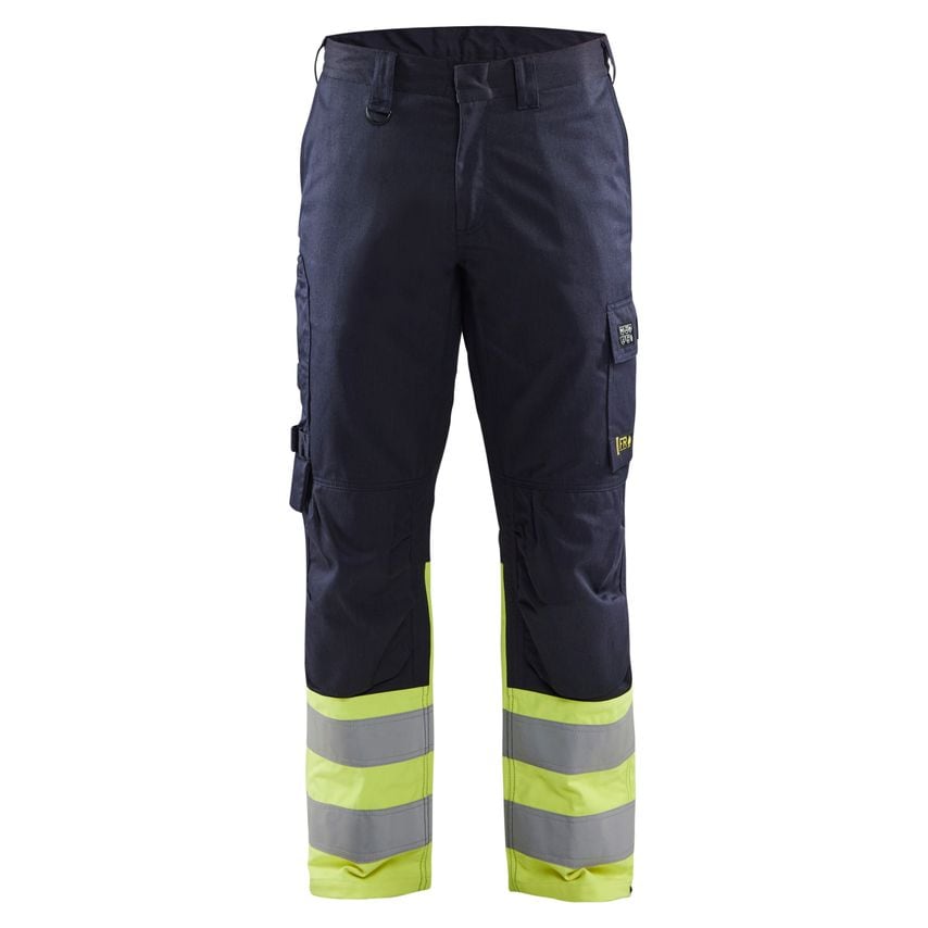 Blaklader Trousers Inherent Steel 1705 Navy Blue Hi-vis Yellow D100 UK-37S
