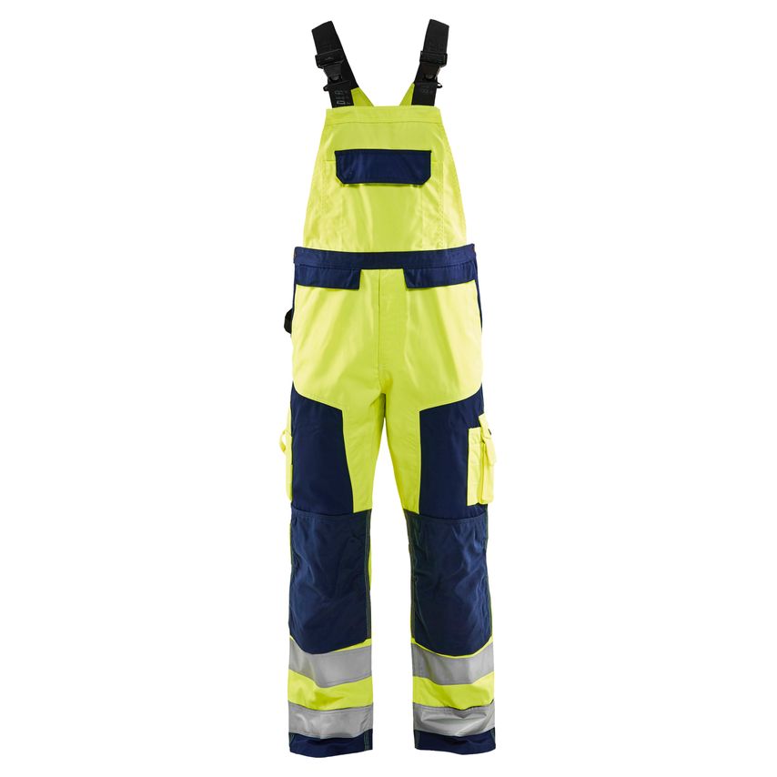Blaklader Hi-Vis Bib Trousers 2660 Hi-vis Yellow Navy Blue C60 UK-44R