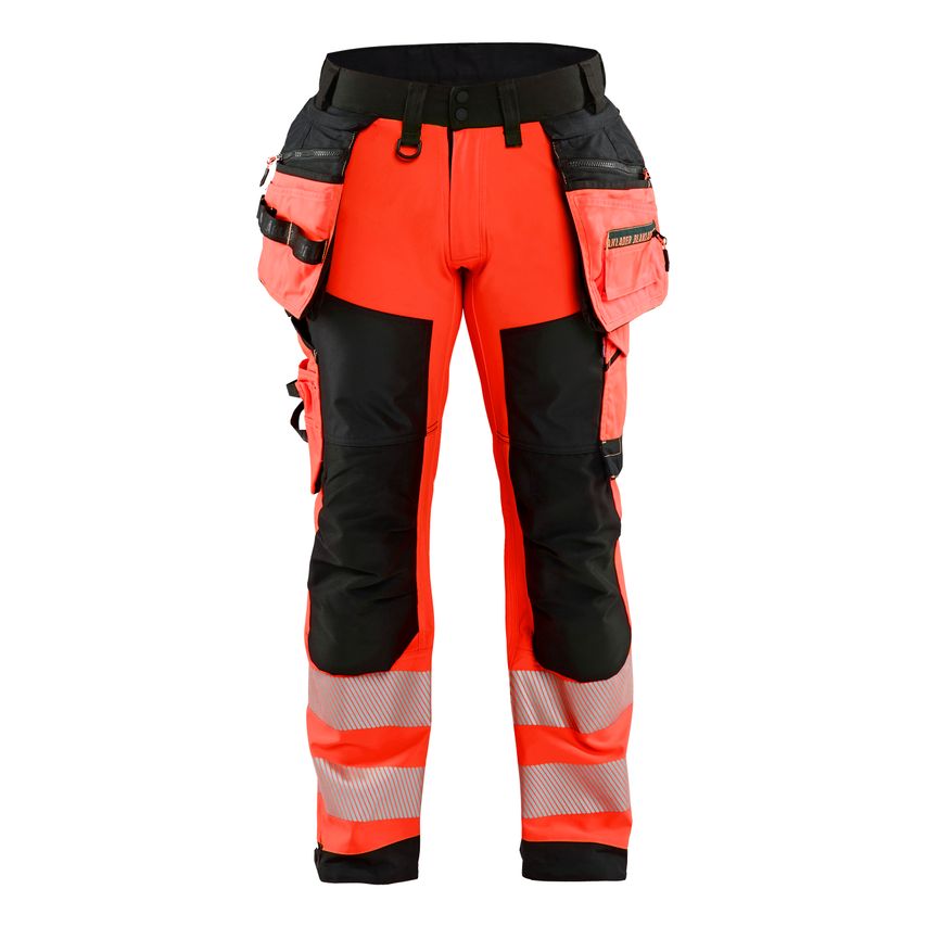 Blaklader Softshell Hi-vis Trousers 1820 Red Hi-Vis Black C62 UK-46R