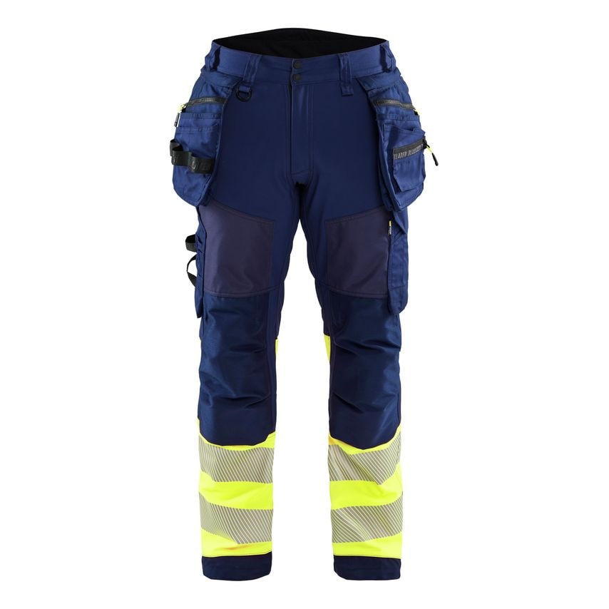 Blaklader Softshell Hi-vis Trousers 1821 Navy Blue Hi-vis Yellow C48 UK-33R