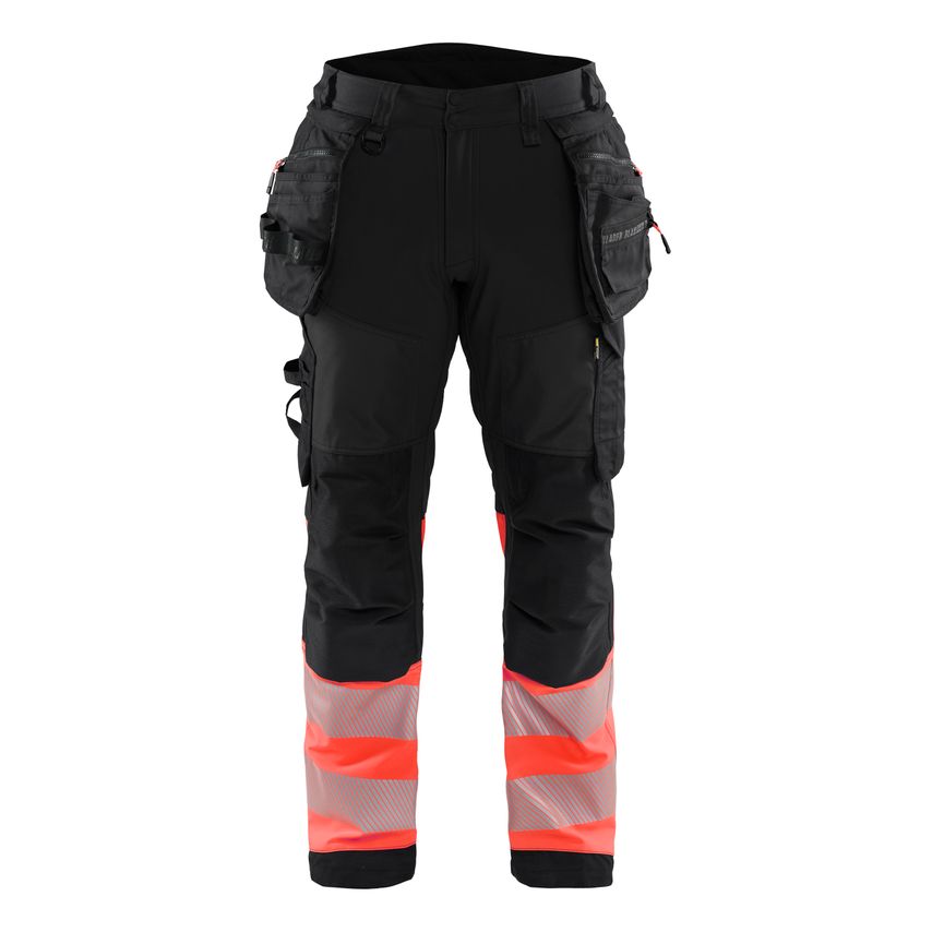 Blaklader Softshell Hi-vis Trousers 1821 Black Red Hi-Vis C58 UK-42R