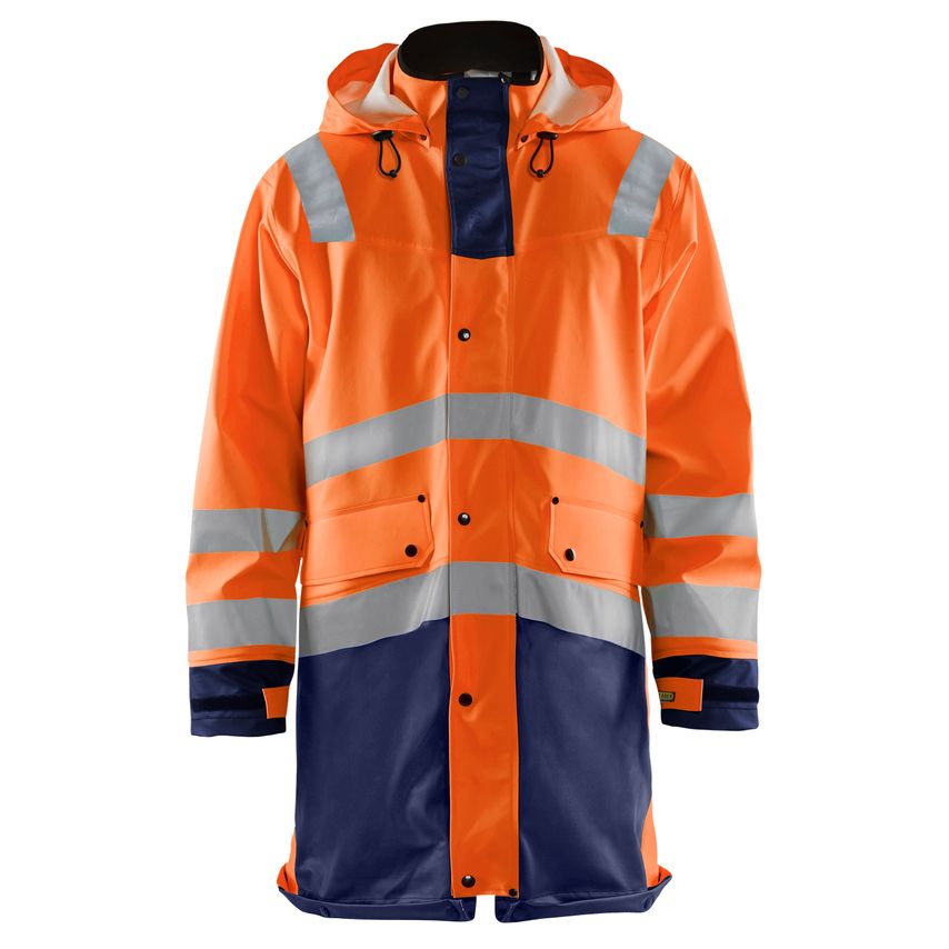 Blaklader Rain Coat Hi-Vis Level 3 4326 Orange Navy Blue XXL