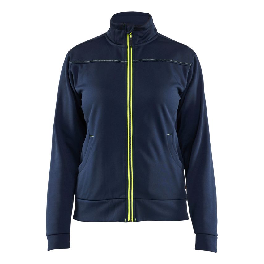 Blaklader Women's Sweatshirt with Full Zip 3394 Dark Navy Blue Hi-vis Yellow XL