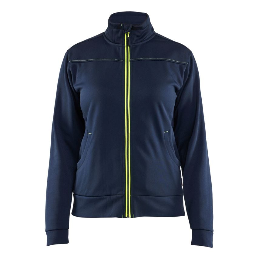Blaklader Women's Sweatshirt with Full Zip 3394 Dark Navy Blue Hi-vis Yellow L