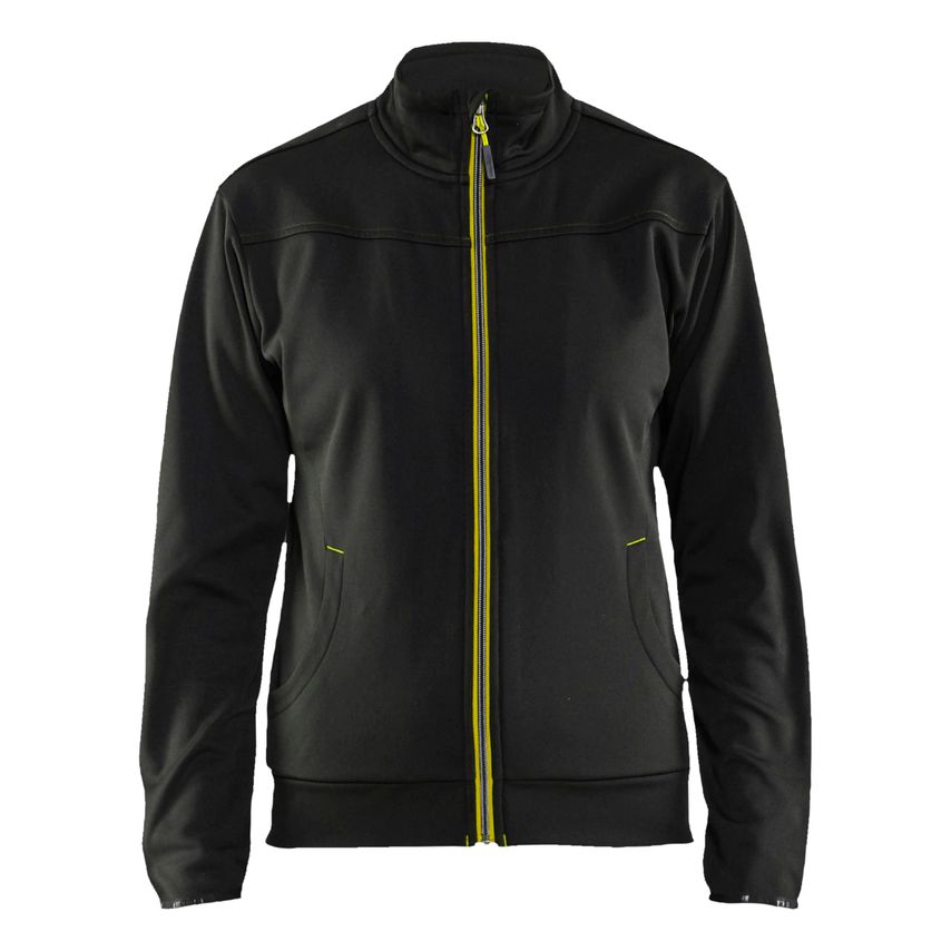 Blaklader Women's Sweatshirt with Full Zip 3394 Black Hi-vis Yellow XXL