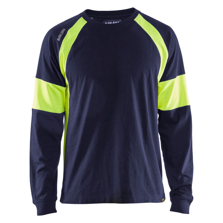 Blaklader Long Sleeved T-Shirt 3520 Navy Blue Hi-vis Yellow XXXL