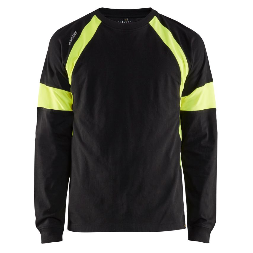 Blaklader Long Sleeved T-Shirt 3520 Black Hi-vis Yellow M