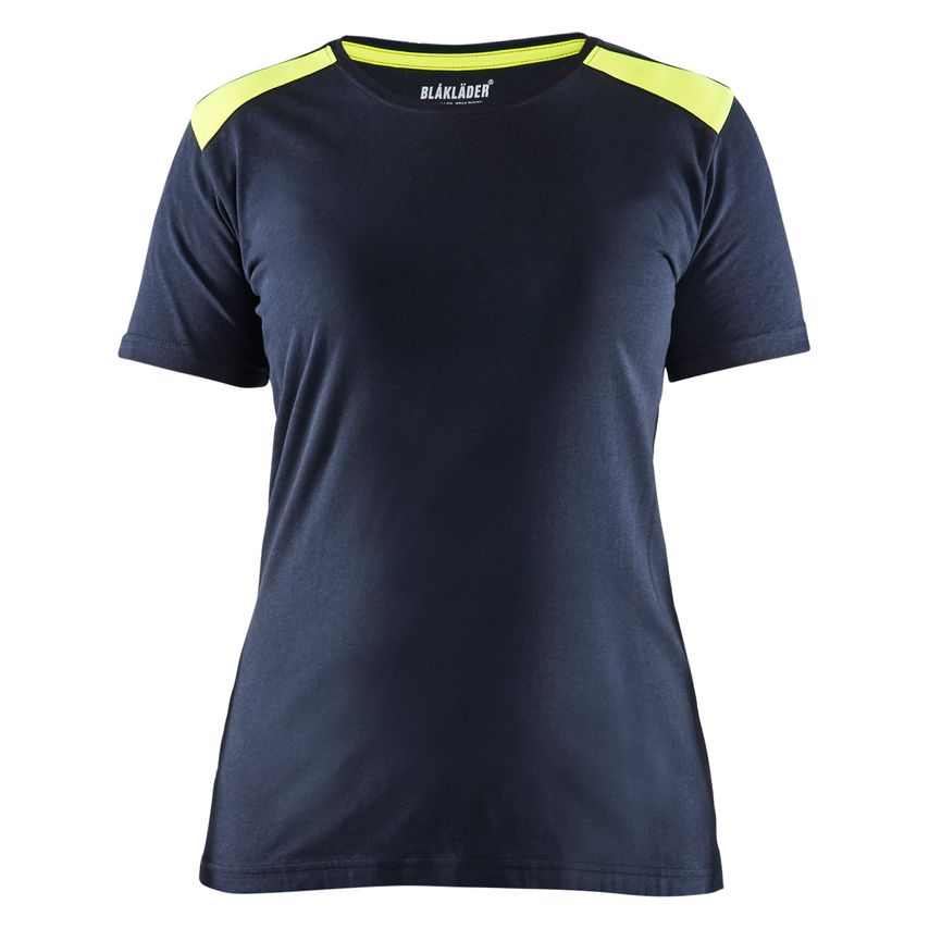 Blaklader Women's T-Shirt 3479 Dark Navy Blue Hi-vis Yellow M