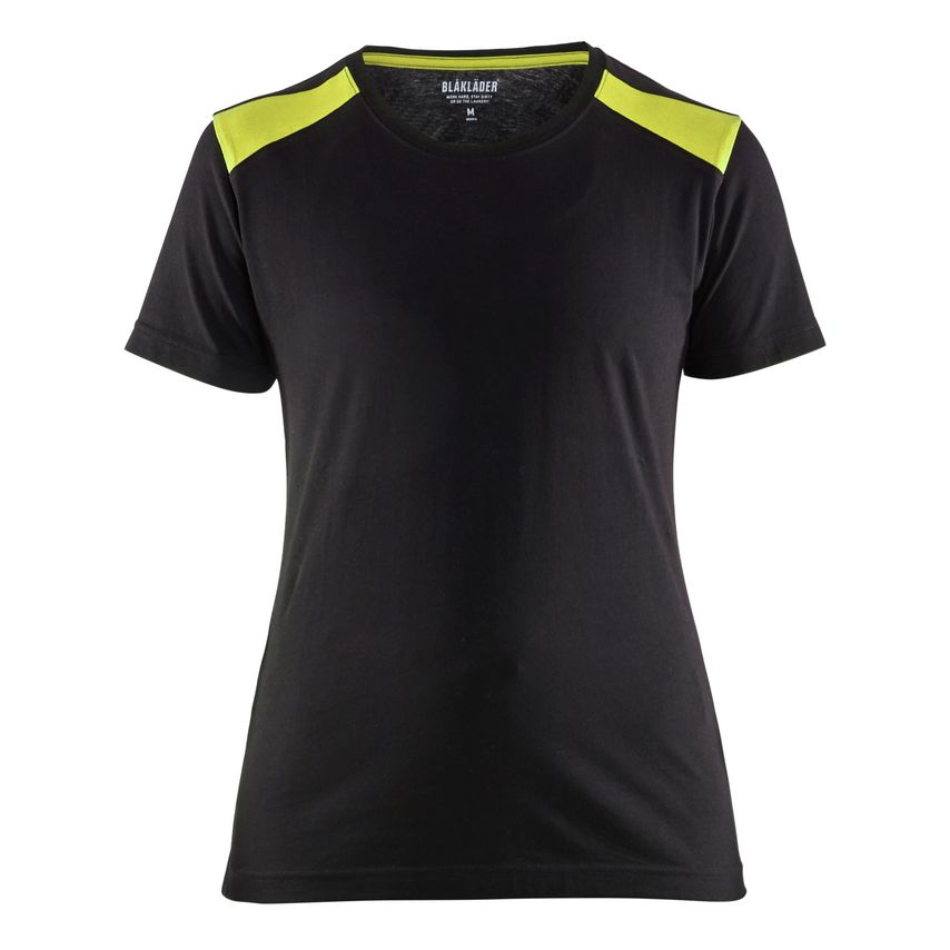 Blaklader Women's T-Shirt 3479 Black Hi-vis Yellow XXL