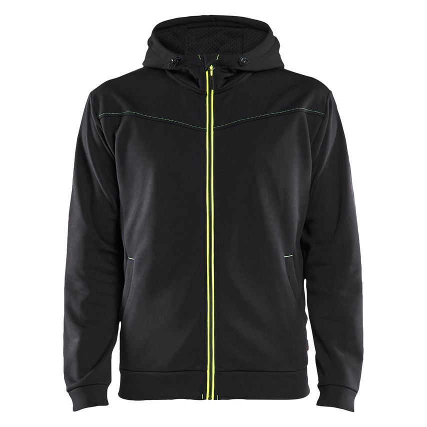 Blaklader Hoodie with Full Zipper 3363 Black Hi-vis Yellow XXXL