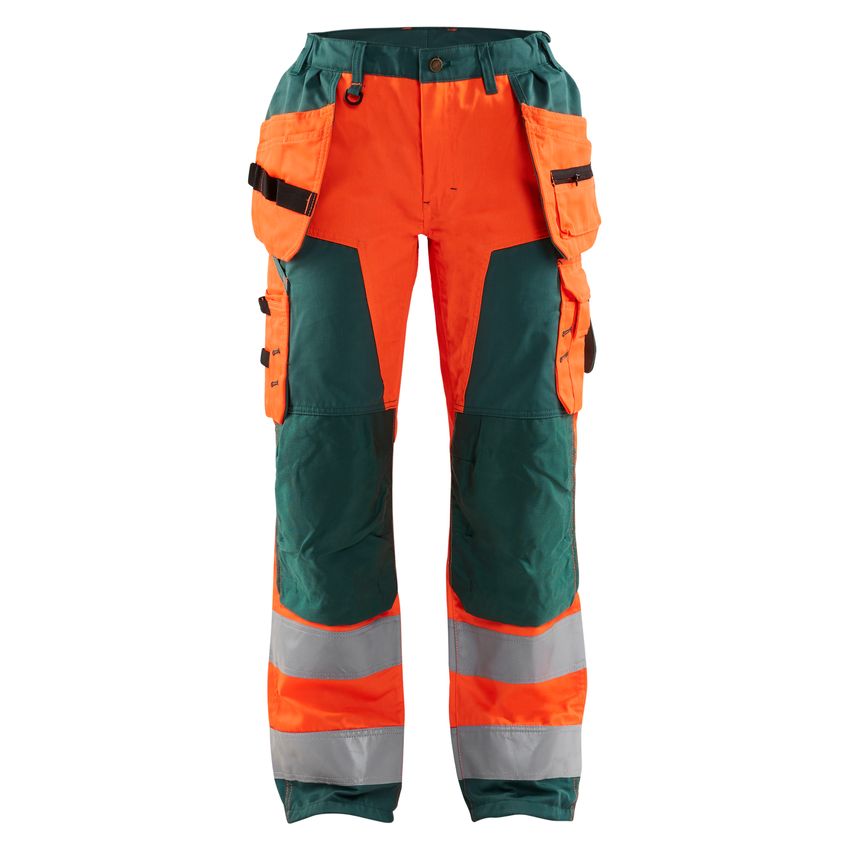 Blaklader Women's Hi-Vis Trousers 7156 Orange Green C38 UK-10R