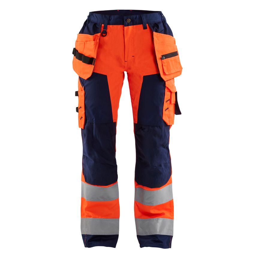 Blaklader Women's Hi-Vis Trousers 7156 Orange Navy Blue D21 UK-16S