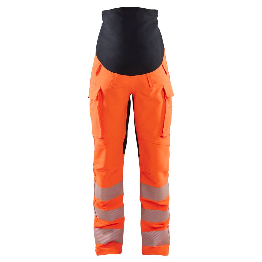 Blaklader Women's hi-Vis 4-way Stretch Maternity Trousers 7100 Orange Black S