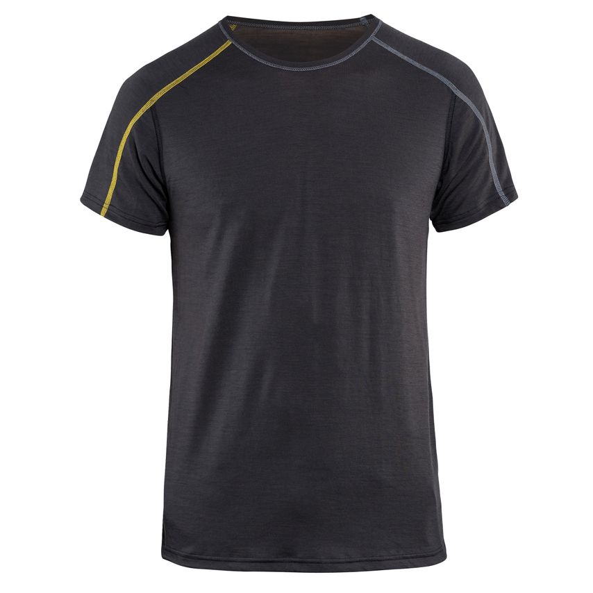 Blaklader Underwear T-Shirt Xlight, 100% Merino 4798 Dark Grey Yellow 4XL