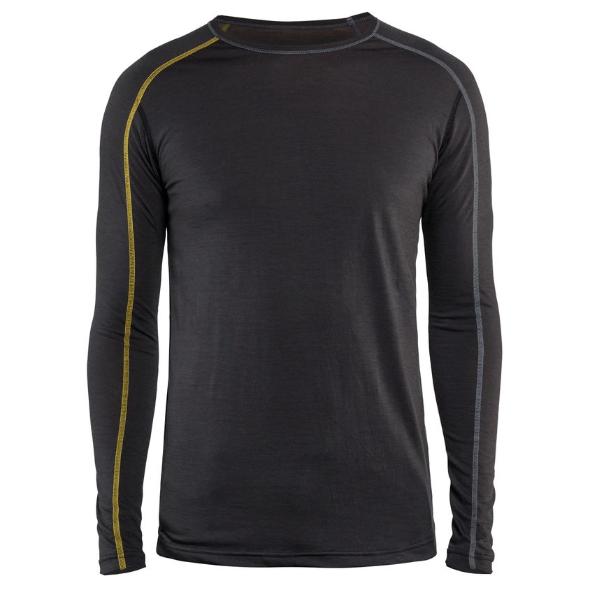 Blaklader Underwear Top Xlight, 100% Merino 4799 Dark Grey Yellow M
