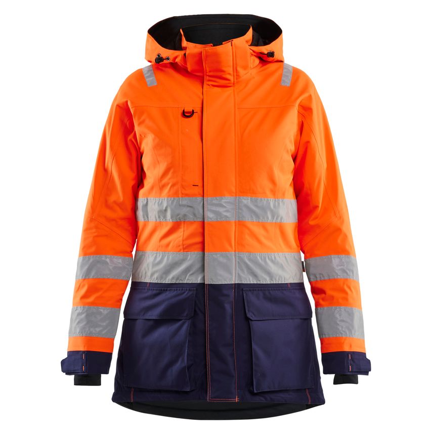 Blaklader Women's Hi-Vis Winter Parka 4472 Orange Navy Blue XS