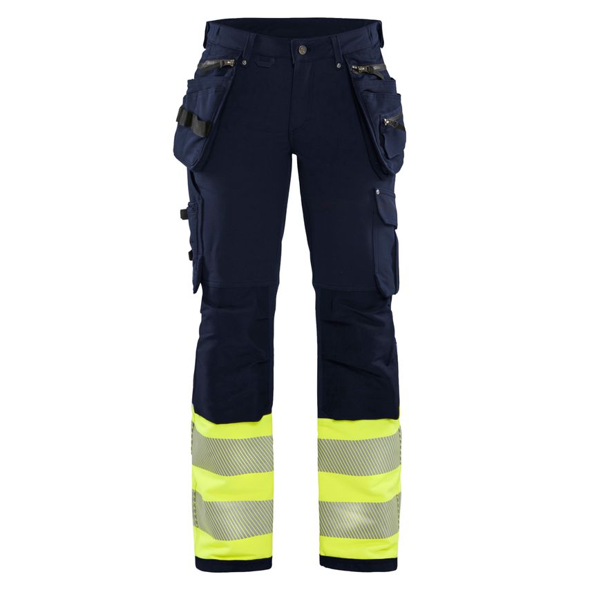Blaklader Women's Hi-Vis 4-way-stretch Trousers 7193 Navy Blue Hi-vis Yellow C50