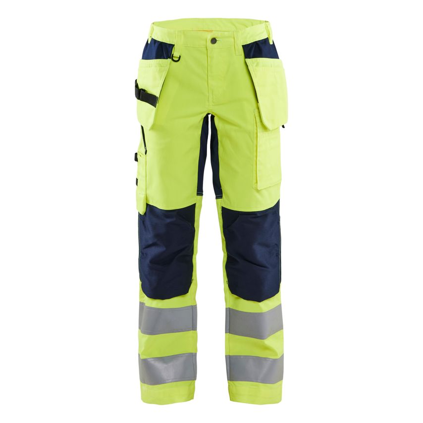 Blaklader Women's Hi-Vis Trousers with Stretch 7163 Hi-vis Yellow Navy Blue C36U