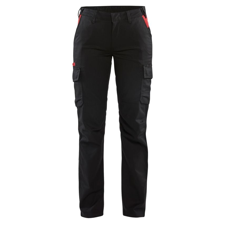Blaklader Women's Industry Trousers Stretch 7144 Black Red D25 UK-24S