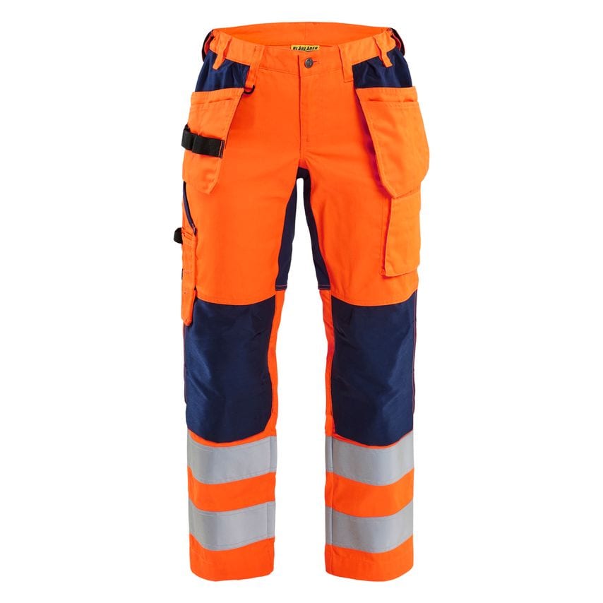 Blaklader Women's Hi-Vis Trousers with Stretch 7163 Orange Navy Blue D25 UK-24S
