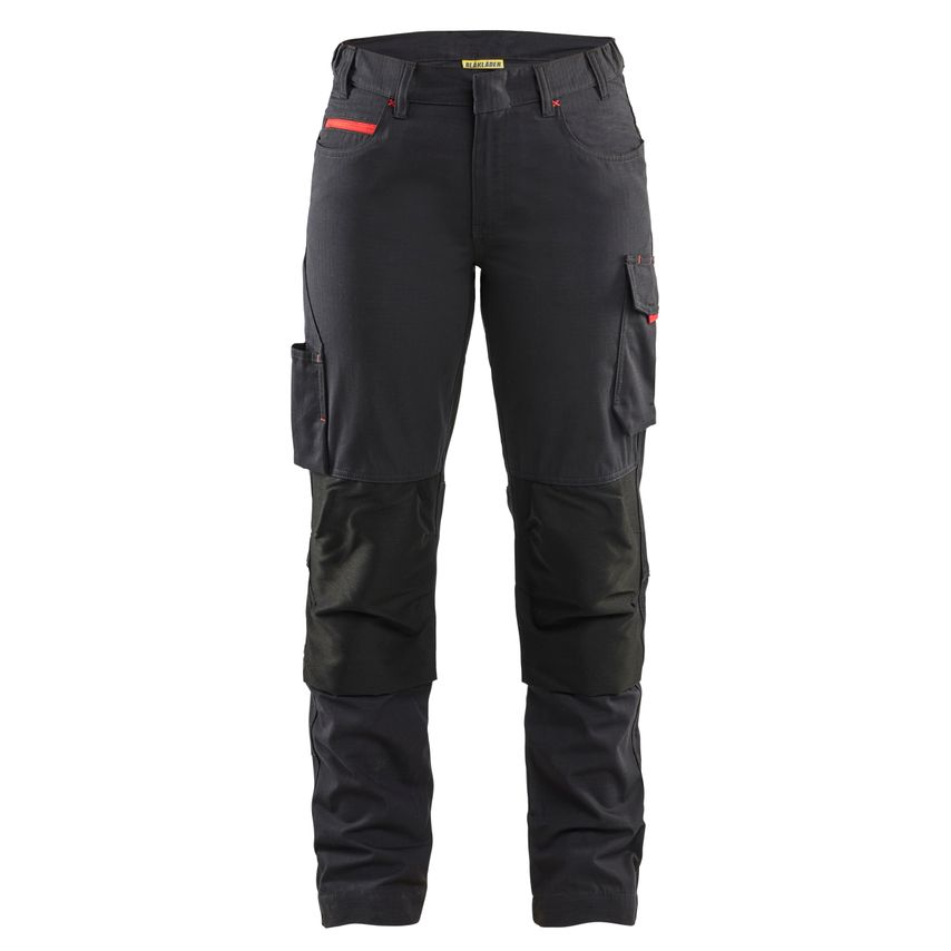 Blaklader Women's Service Trousers with Stretch 7195 Black Red D19 UK-12S