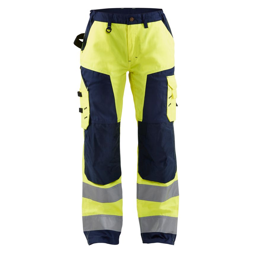 Blaklader Women's Hi-Vis Trousers without Nail Pockets 7155 Hi-vis Yellow Navy B