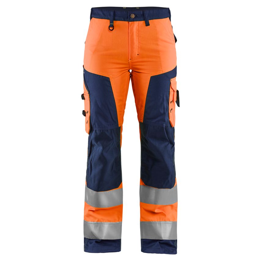 Blaklader Women's Hi-Vis Trousers without Nail Pockets 7155 Orange Navy Blue C42