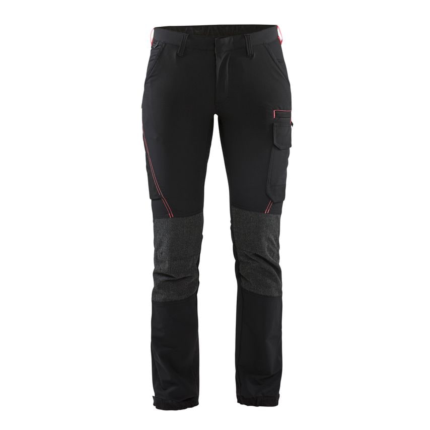 Blaklader Ladies 4-way Stretch Service Trousers 7122 Black Red D22 UK-18S