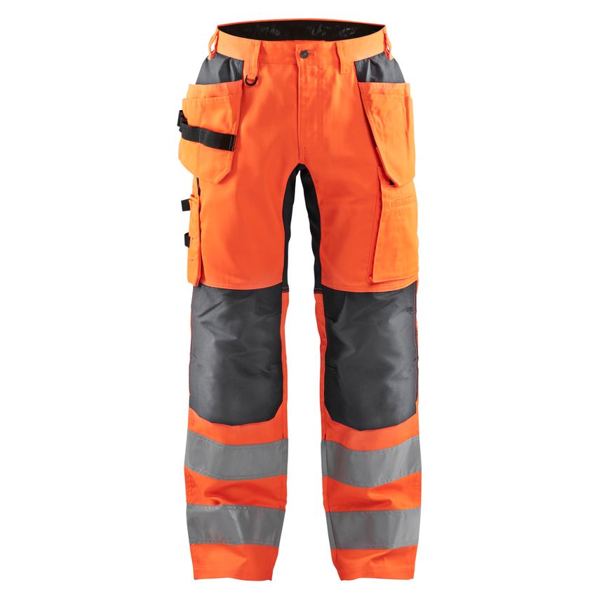 Blaklader Hi-Vis Trousers with Stretch 1552 Hi-Vis Orange Mid Grey C146 UK-32L