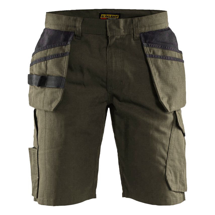 Blaklader Service Shorts with Nailpockets 1494 Dark Olive Green Black C62 UK-46R