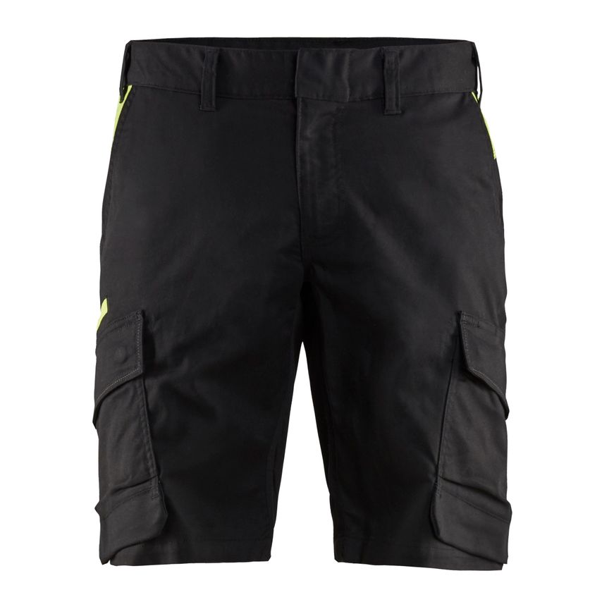 Blaklader Industry Shorts Stretch 1446 Black Hi-vis Yellow C54 UK-38R