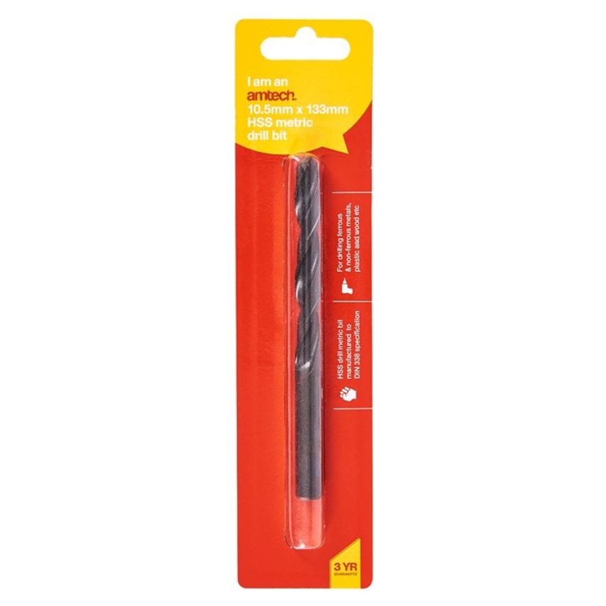 Amtech High Speed Steel (Hss) Metric Drill Bit (10.5mm X 133mm)